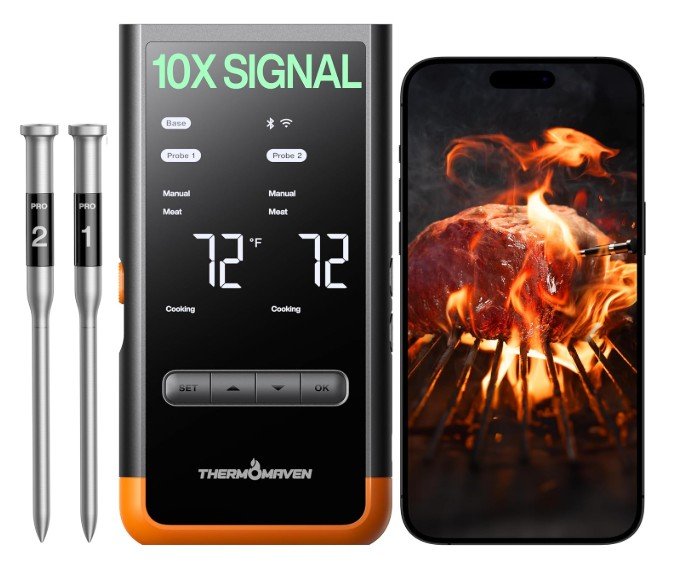7 Grill Accessories That Actually Matter 3 ThermoMaven Wireless Bluetooth Smart Meat Thermometer