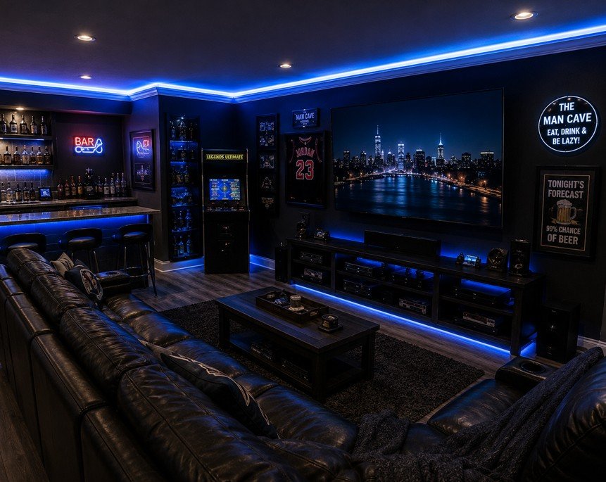 LED lights in man cave
