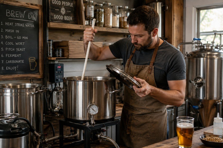 man brewing
