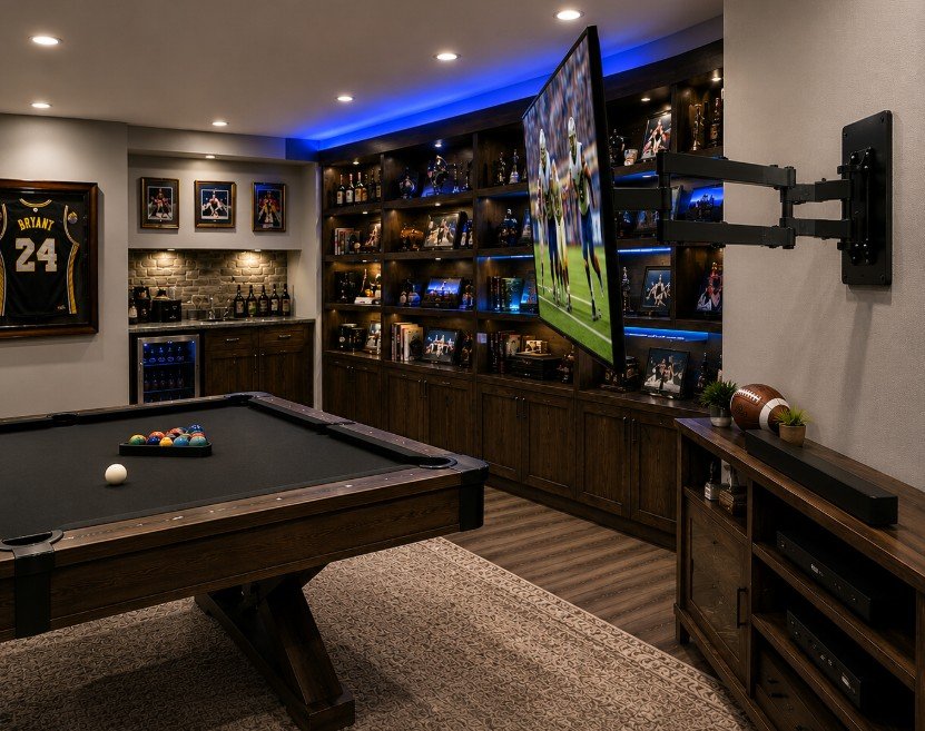Man Cave Essentials; wall mount tv bracket